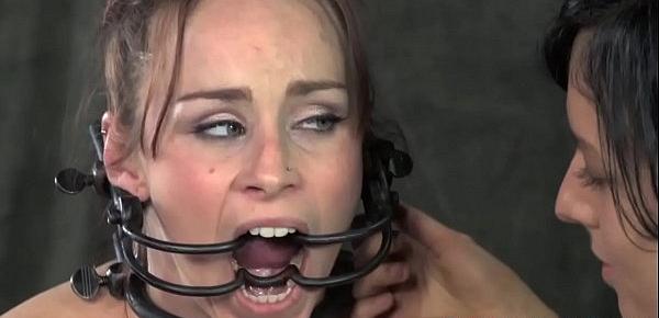  Femdom punishes gagged mature submissive